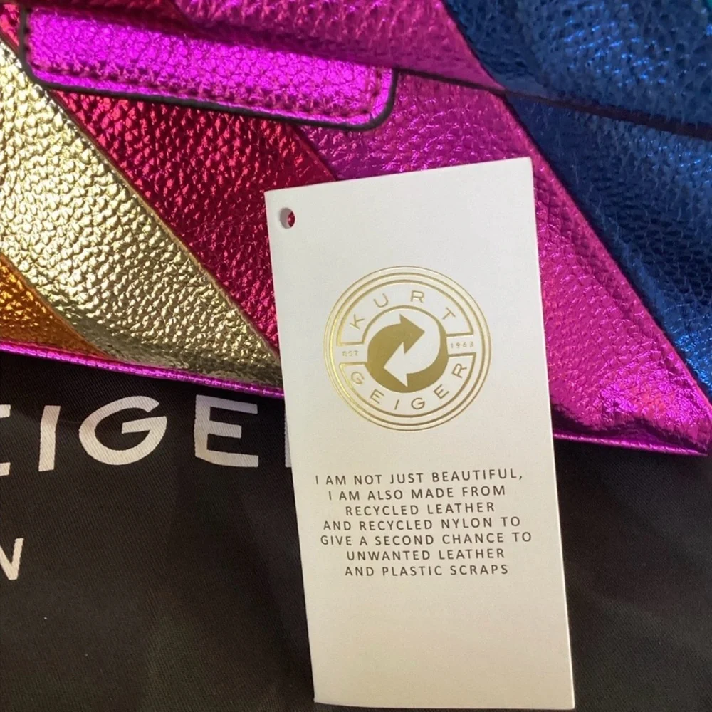 Kurt Geiger London Mini Kensington Multi Color Metallic Striped Crossbody Bag - Picture 3 of 11
